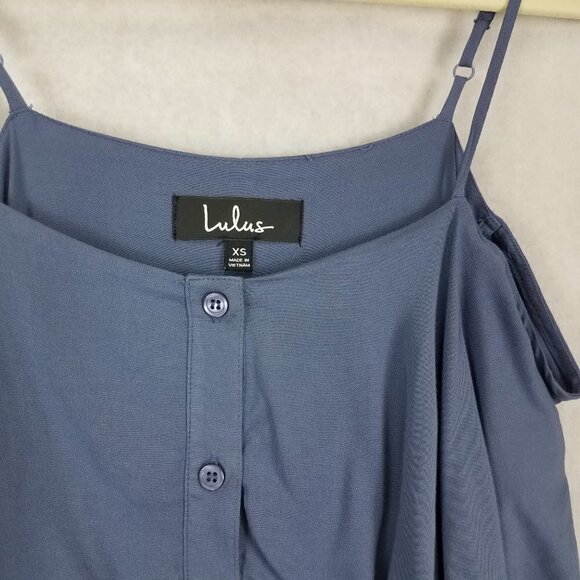 NEW Lulu's XS Life's Wonders Denim Blue Off-the-Shoulder Long Maxi Dress NWT - Picture 4 of 9